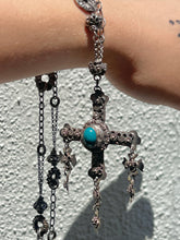 Load image into Gallery viewer, Antique Mexican Sterling Wedding Cross &amp; Intricate Chain
