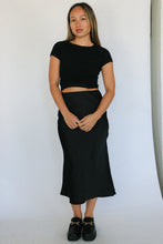 Load image into Gallery viewer, Black Satin Slip Skirt
